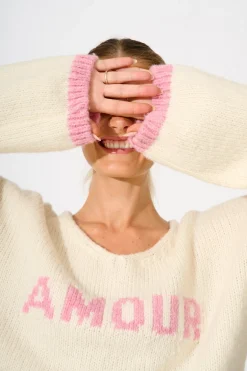 New A love Affair Intarsia Knit in Cream Knitwear|Knitwear