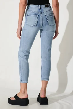 Online Ace Mid Rise Straight Leg Jean In Mid Blue Denim Bottoms|Denim