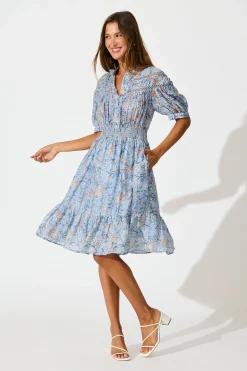 New Addison Dress in Blue Multi Dresses|Casual