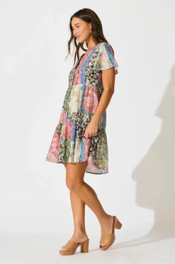 New Adeline Shirt Dress In Multi Patchwork Print Dresses|Casual