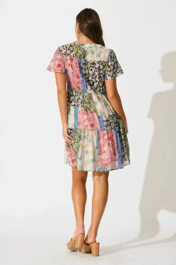 New Adeline Shirt Dress In Multi Patchwork Print Dresses|Casual