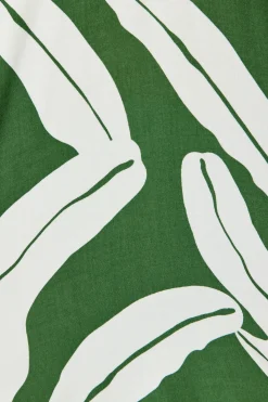 Hot Adila Shirt in Green with White Leaf Tops|Casual