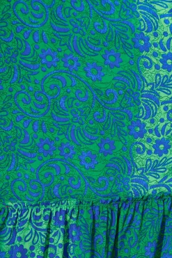 New Admire You Maxi Dress in Green with Blue Floral Dresses|Casual