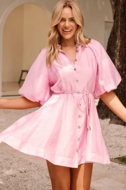 Hot Admirer Shirt Dress in Pink Organza Dresses|Party