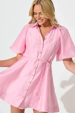 Hot Admirer Shirt Dress in Pink Organza Dresses|Party