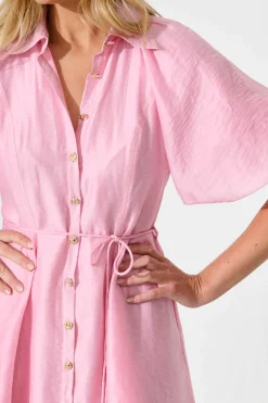 Hot Admirer Shirt Dress in Pink Organza Dresses|Party