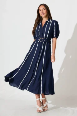 Online Adore Maxi Shirt Dress in Navy Dresses|Casual