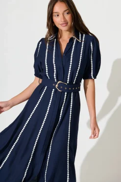 Online Adore Maxi Shirt Dress in Navy Dresses|Casual