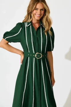 Fashion Adore Maxi Shirt Dress in Emerald Green Dresses|Casual