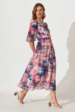 Sale Adrina Maxi Dress In Purple With Blue Multi Print Dresses|Party