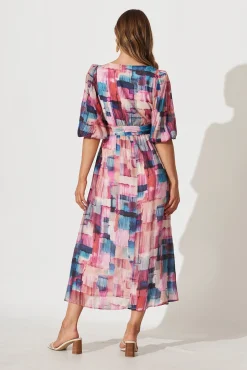 Sale Adrina Maxi Dress In Purple With Blue Multi Print Dresses|Party
