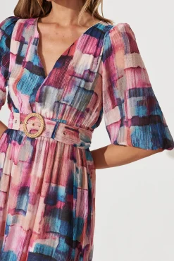 Sale Adrina Maxi Dress In Purple With Blue Multi Print Dresses|Party