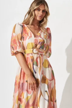 Online Adrina Maxi Dress In White With Multi Floral Dresses|Party