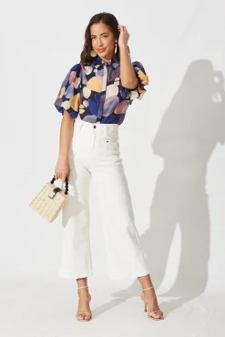Clearance Aeryn Shirt In Navy With Multi Print Tops|Party & Occasion