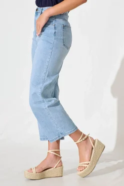 Sale Aidy High Rise Relaxed Leg Crop Jean in Light Blue Denim Bottoms|Pants