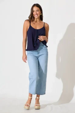 Sale Aidy High Rise Relaxed Leg Crop Jean in Light Blue Denim Bottoms|Pants