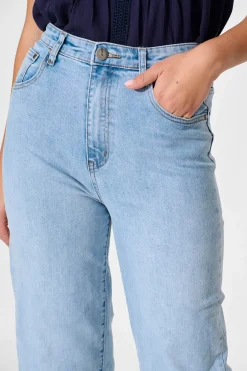 Sale Aidy High Rise Relaxed Leg Crop Jean in Light Blue Denim Bottoms|Pants