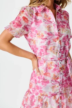 Sale Alena Shirt Dress in Pink Floral Dresses|Party