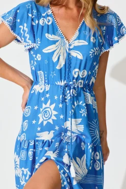 Fashion Alice Maxi Dress in Blue Print Dresses|Casual
