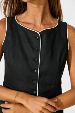 Discount Allure Dress in Black Linen Dresses|Casual