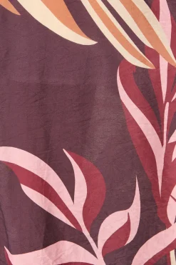 Clearance Alvia Midi Shirt Dress in Plum with Multi Floral Print Dresses|Casual