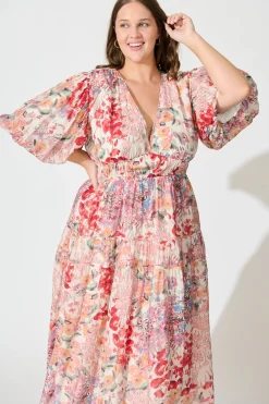 Sale Amalie Midi Dress In Blush Multi Floral Dresses|Casual