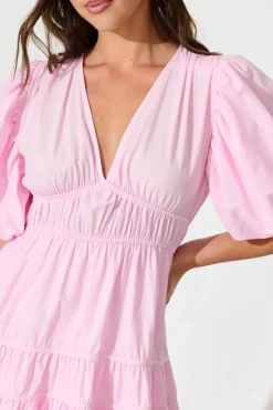 Fashion Amalie Midi Dress In Pale Pink Cotton Dresses|Casual