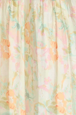 Fashion Amalie Midi Dress In White with Pastel Multi Floral Dresses|Casual