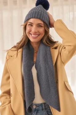 Clearance Amanda Knit Scarf Set in Navy Knitwear|Knitwear