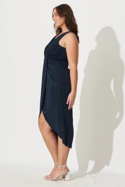 Hot Amanda Midi Dress In Navy Glitter Dresses|Party