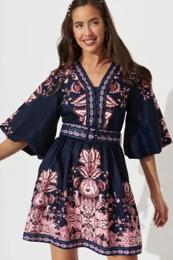 Discount Amira Shirt Dress In Navy With Blush Floral Dresses|Casual