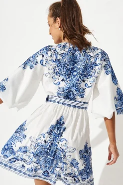 Outlet Amira Shirt Dress In White With Blue Print Dresses|Casual