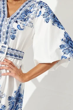Outlet Amira Shirt Dress In White With Blue Print Dresses|Casual