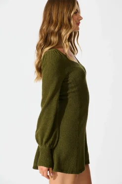 New Analia Knit Dress In Khaki Dresses|Knitwear