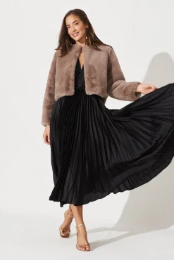 Discount Anetta Midi Dress In Pleated Black Satin Dresses|Formal