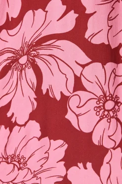 Hot Anita Shirt In Wine with Pink Floral Tops