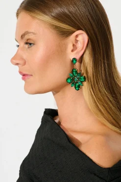 Fashion Anita Stud Drop Flower Earrings in Emerald Stone Jewellery