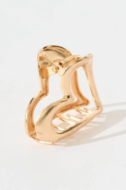 Outlet Ann Heart Hair Claw in Gold Hair Accessories