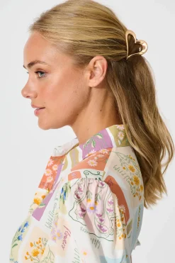 Outlet Ann Heart Hair Claw in Gold Hair Accessories