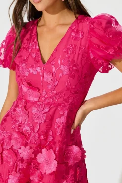 Online Annalise Dress in Hot Pink Embroidered Tulle Dresses|Party
