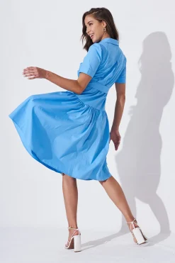 Hot Annmarie Midi Shirt Dress In Blue Dresses|Casual