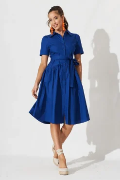 Clearance Annmarie Midi Shirt Dress In Royal Blue Dresses|Casual