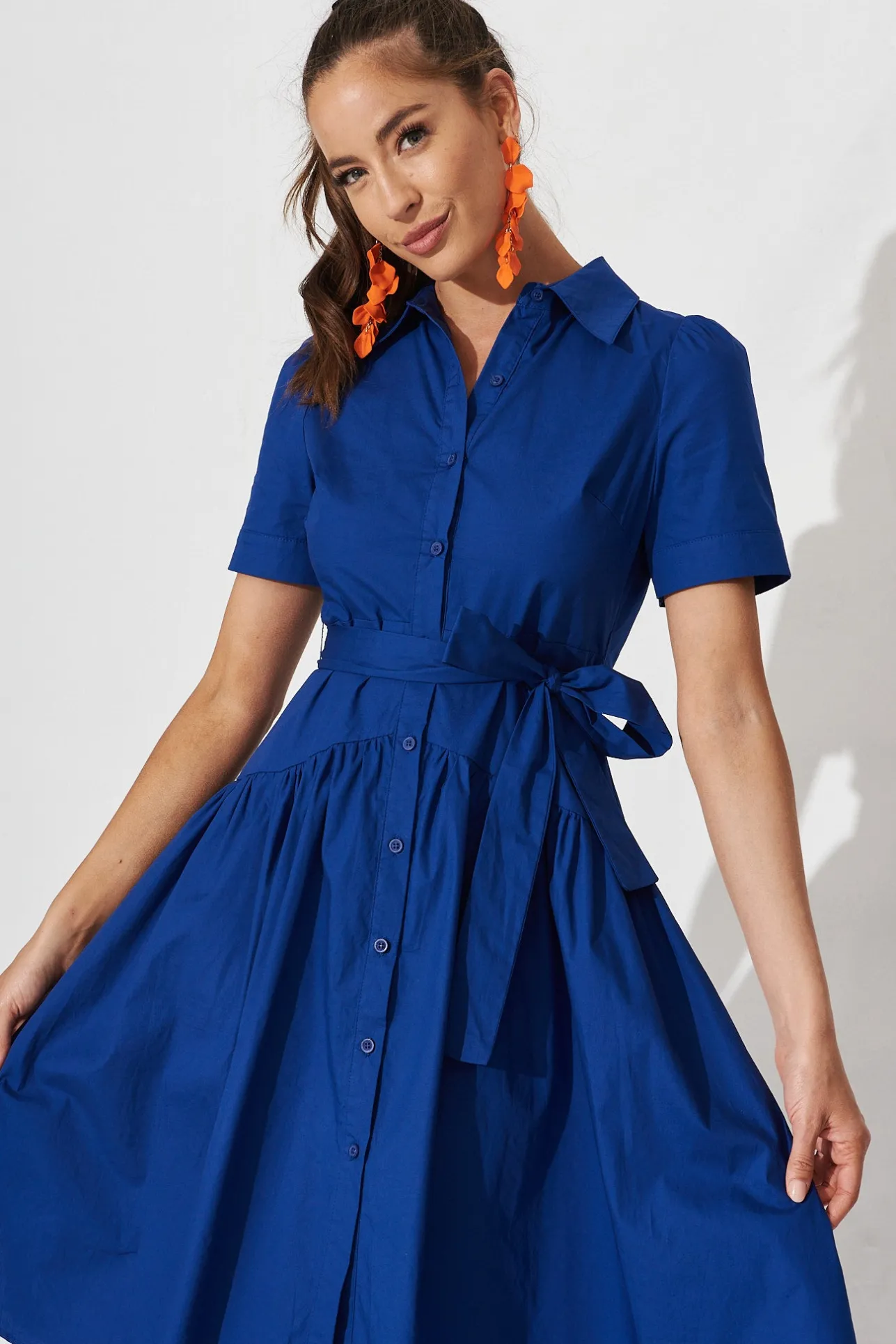 Clearance Annmarie Midi Shirt Dress In Royal Blue Dresses|Casual