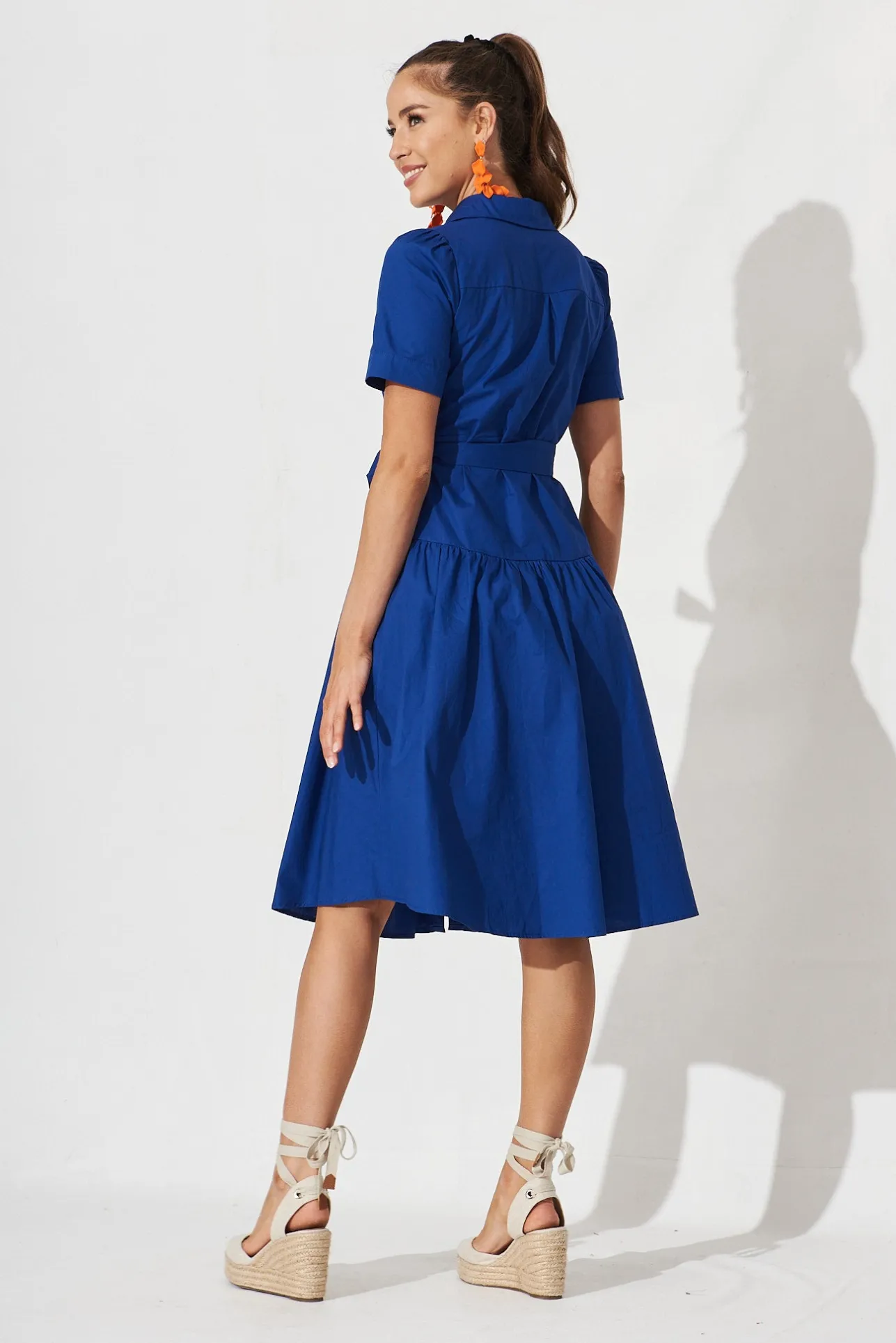 Clearance Annmarie Midi Shirt Dress In Royal Blue Dresses|Casual