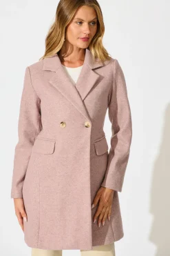 New Aretha Coat in Pink Marle Outerwear|Outerwear
