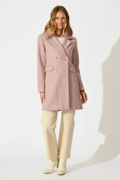New Aretha Coat in Pink Marle Outerwear|Outerwear