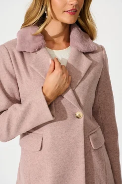New Aretha Coat in Pink Marle Outerwear|Outerwear