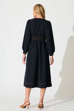Fashion Ariella Midi Dress in Navy Dresses|Casual