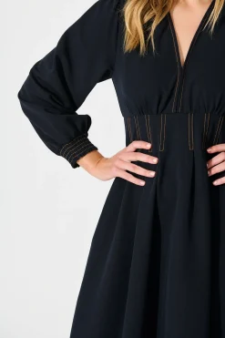 Fashion Ariella Midi Dress in Navy Dresses|Casual