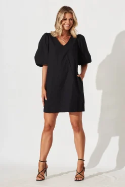 Clearance Ashlynn Dress In Black Cotton Dresses|Casual